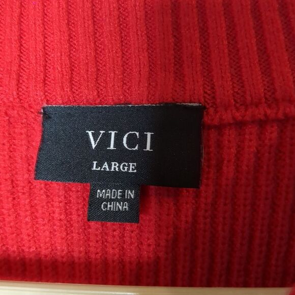 VICI Ribbed Pullover Red Sweater Top Women's Size Large - Picture 5 of 7